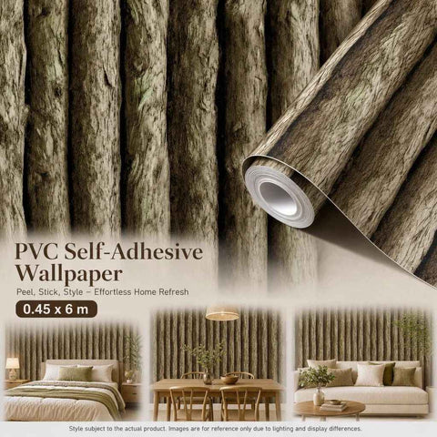Self Adhesive Vintage Wall Covering 0.45x6M, Whole Log Wood Grain, Rustic Shop Backdrop In Australia - Darrahopens