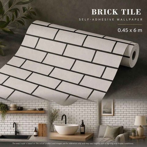 Self Adhesive PVC Background Film 0.45x6M, Simple White Tile Texture, Clean Space Decor In Australia - Darrahopens