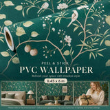 Self Adhesive PVC Wall Sticker 0.45x6M, Chinese Floral Bird Print, Oriental Style Backdrop In Australia - Darrahopens