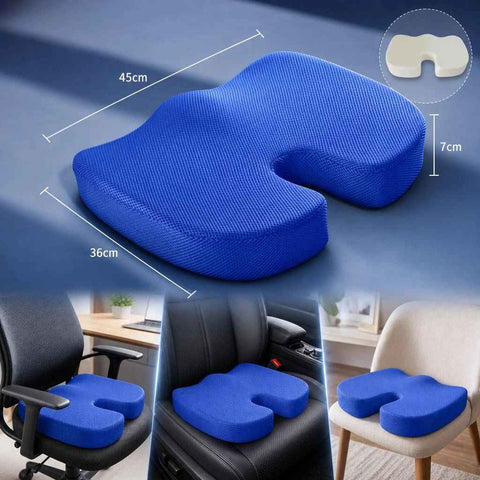 Ergonomic Memory Foam Cushion 45x36x7, Breathable Mesh Blue, Relieve Sitting Pressure In Australia - Darrahopens