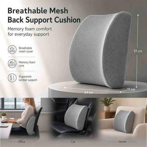 Slow Rebound Waist Cushion 45x36x7, Breathable Mesh Grey, Support Car Lower Back In Australia - Darrahopens