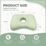 Single Hole Ear Protection Pillow 39x28x6, Ice Blue, Relieve Ear Pressure For Side Sleepers