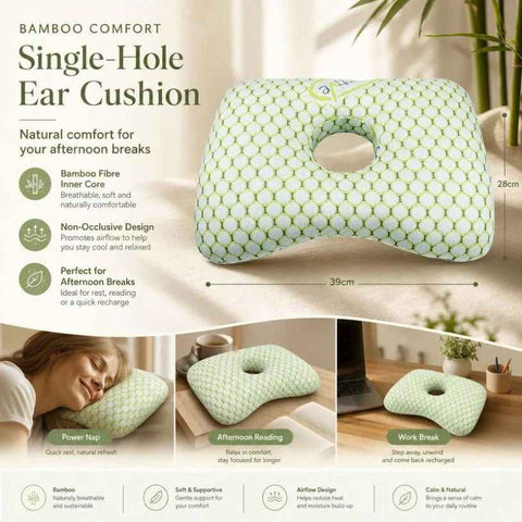 Ear Care Pillow With Central Hole 39x28x6, Lawson Green, Soft Comfort Sleep Cushion In Australia - Darrahopens