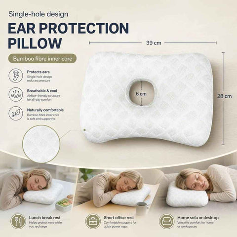 Skin-Friendly Single Hole Ear Pillow 39x28x6, Premium Soft Fabric, All Night Cozy Sleep In Australia - Darrahopens