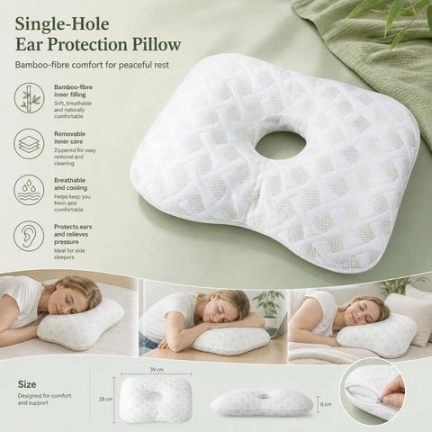Detachable Washable Liner Ear Pillow 39x28x6, White, Convenient Daily Cleaning
