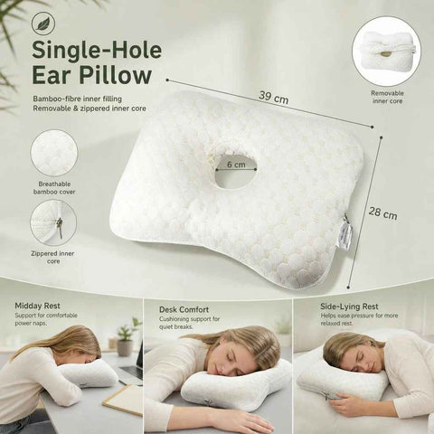 Removable Core Single Hole Ear Pillow 39x28x6, Gold, Elegant Bedroom Cushion