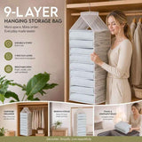 PVC Vertical Hanging Garment Organiser, 9 Slot Separated Wardrobe Storage For Apparel, Snow White In Australia - Darrahopens