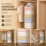 Extra Large PVC Hanging Layered Clothes Storage Caddy, 12 Compartment Wardrobe Divider, Snow White In Australia - Darrahopens