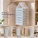 Clear PVC Layered Hanging Clothes Sorter, 6 segmented pockets for pants and daily apparel, neat Snow White In Australia - Darrahopens