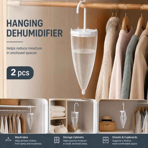 2 Pack White Umbrella Hanging Dehumidifier Boxes, Dual Freshness For Large Wardrobes, Scented Pad To Eliminate Musty Damp Clothing Odours In Australia - Darrahopens
