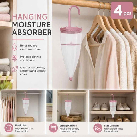Four Pack Pink Umbrella Hanging Anti-Humidity Caddies, Multi-Zone Closet Makeover, Lovely Scent Eliminates All Damp Musty Odours In Australia - Darrahopens