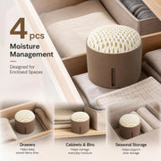 Four Pack Coffee Desktop Moisture Removing Boxes, Warm Homely Scent For Multiple Bedroom Storage Units, Desiccant And Absorbent Pad Included