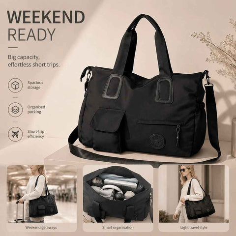 Lightweight Large Capacity Travel Gym Bag, Casual Shoulder & Hand Carry Pack, Black In Australia - Darrahopens