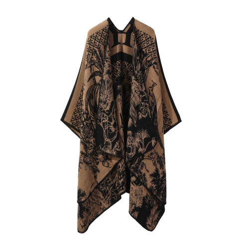 Fashion Series Warm Knitted Poncho, Premium Faux Cashmere Fabric, Classic Warm Brown In Australia - Darrahopens