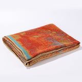 All-match Faux Cashmere Knit Cape, Elegant Realistic Landscape Print, Tan Yellow Base