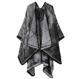Comfort Knitted Faux Cashmere Poncho, Artistic Realistic Landscape Motif, Charcoal Grey In Australia - Darrahopens