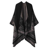 Relaxed Fit Faux Cashmere Outfit Shawl, Cute Forest Deer Motif, Muted Black Grey In Australia - Darrahopens