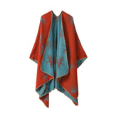 Soft Outer Faux Cashmere Shawl, Mixed Ginkgo Leaf Print, Special Orange Blue Blend In Australia - Darrahopens