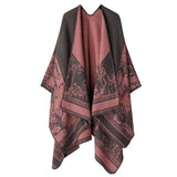 Soft Knitted Layering Shawl, Gentle Forest Deer Print, Sweet Grey Pink Shade