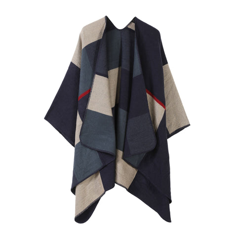 Space-saving Styling Poncho, Bold Block Square Colour Block Design, Navy