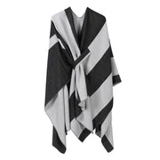 Lightweight Layering Cape, Clean Vertical Contrast Stripe Detail, Black White In Australia - Darrahopens