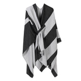 Lightweight Layering Cape, Clean Vertical Contrast Stripe Detail, Black White In Australia - Darrahopens