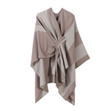 Gentle Daily Faux Cashmere Poncho, Slim Vertical Striped Edge Decor, Dusty Pink In Australia - Darrahopens