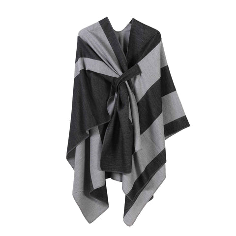 Daily Matching Faux Cashmere Wrap, Soft Vertical Striped Detail, Black Grey In Australia - Darrahopens