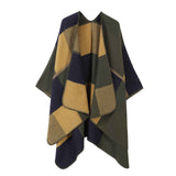 Outdoor Styling Cape, Large Block Square Colour Splicing, Army Green In Australia - Darrahopens