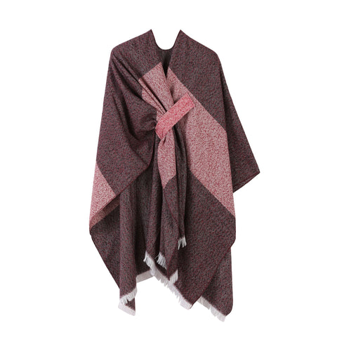 Bohemian Faux Cashmere Shawl, Unique Striped Trim Tie Dye Pattern, Deep Red In Australia - Darrahopens
