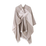 Casual Travel Knit Poncho, Soft Striped Trim Tie Dye Print, Khaki In Australia - Darrahopens