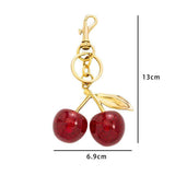 Tiny Fresh Red Cherry Bag Pendant with solo gold leaf, cute subtle surprises waiting in your daily routine In Australia - Darrahopens
