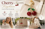 Tiny Fresh Red Cherry Bag Pendant with solo gold leaf, cute subtle surprises waiting in your daily routine In Australia - Darrahopens
