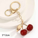 Mini bubble textured red cherry keychain with single gold leaf, dreamy soft sweetness follows you on every outing In Australia - Darrahopens