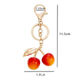 Mini refined pink cherry keychain with gold leaves, soft romantic touch elevates your daily matching style In Australia - Darrahopens