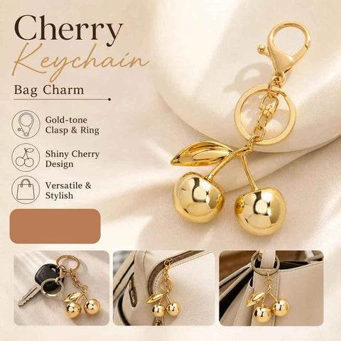 Smooth solid golden cherry keychain bag charm, warm lasting sweetness stays with you all year round In Australia - Darrahopens