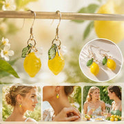 Creative Plant Hook Earrings, Transparent Lemon With Single Flower & Leaf, Sold As One Pair In Australia - Darrahopens