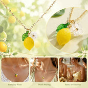 Refreshing Plant-themed Necklace, Transparent Lemon Matched With Single Flower And Leaf In Australia - Darrahopens