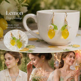 Lovely Plant Hook Earrings, 2 Clear Lemon Ornaments Single Flower Leaf, Complete Pair In Australia - Darrahopens