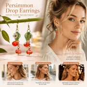 Sweet Harvest Hook Earrings, Two Clear Persimmons With Single Flower Leaf, One Pair In Australia - Darrahopens