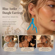 Dreamy Antler Drop Earrings, Soft Blue Tone For Daily Matching, Sold In Pairs In Australia - Darrahopens