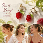 Gentle Clip On Botanical Earrings, Transparent Red Grape Single Leaf Bloom, One Pair In Australia - Darrahopens