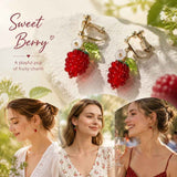 Gentle Clip On Botanical Earrings, Transparent Red Grape Single Leaf Bloom, One Pair In Australia - Darrahopens