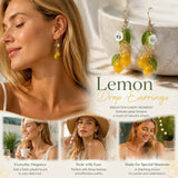 Eye-catching Plant Hook Earrings, Two Lemons Three Leaves Single Flower, Sold As Pair In Australia - Darrahopens