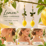 Fresh Clover Dangle Earrings, Single Pearl Decor With Lemon Accent, One Pair In Australia - Darrahopens