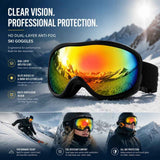 Thoughtful Holiday Gift Double-Layer Anti-Fog Ski Goggles, Breathable HD Lenses Cut Harsh Reflections, Black Frame Red Imitation Lens In Australia - Darrahopens