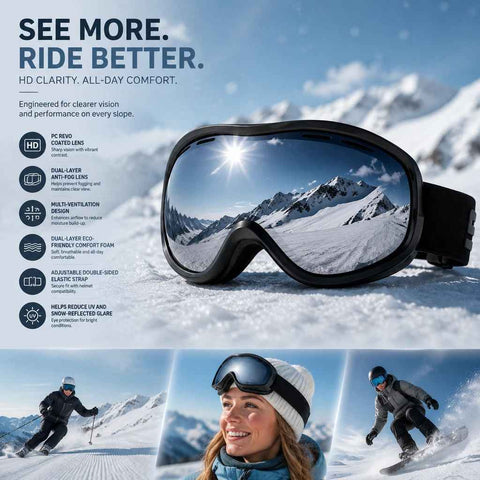 Caring Winter Gift Ventilated Ski Goggles, Reliable Wind Barrier & Reflection Reduction Effect, Black Frame Mercury Lens In Australia - Darrahopens