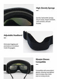 Caring Winter Gift Ventilated Ski Goggles, Reliable Wind Barrier & Reflection Reduction Effect, Black Frame Mercury Lens