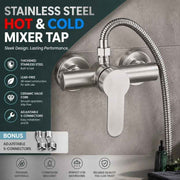 Thoughtful Household Gift Stainless Steel Mixer Tap, Hot Cold Bathroom Mixing Valve Hardware, Upward Shower Full Accessory Set In Australia - Darrahopens