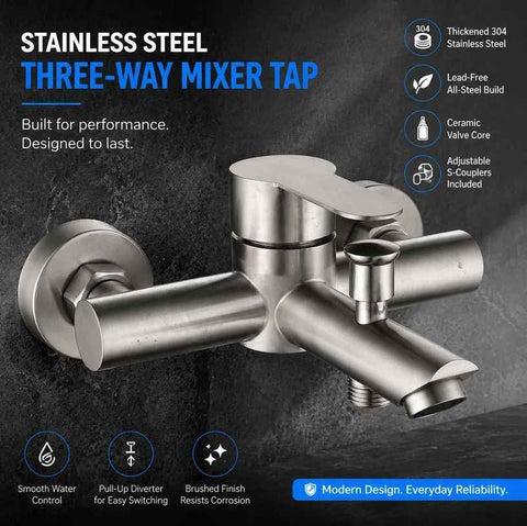 Sweet Renovation Surprise Stainless Steel Mix Water Valve, Bathroom Temp Control Parts, Triple Pull Type With Full Fittings In Australia - Darrahopens